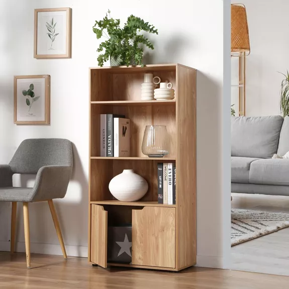 Étagère 3 niveaux et Rangement 2 portes H120 cm - MODU