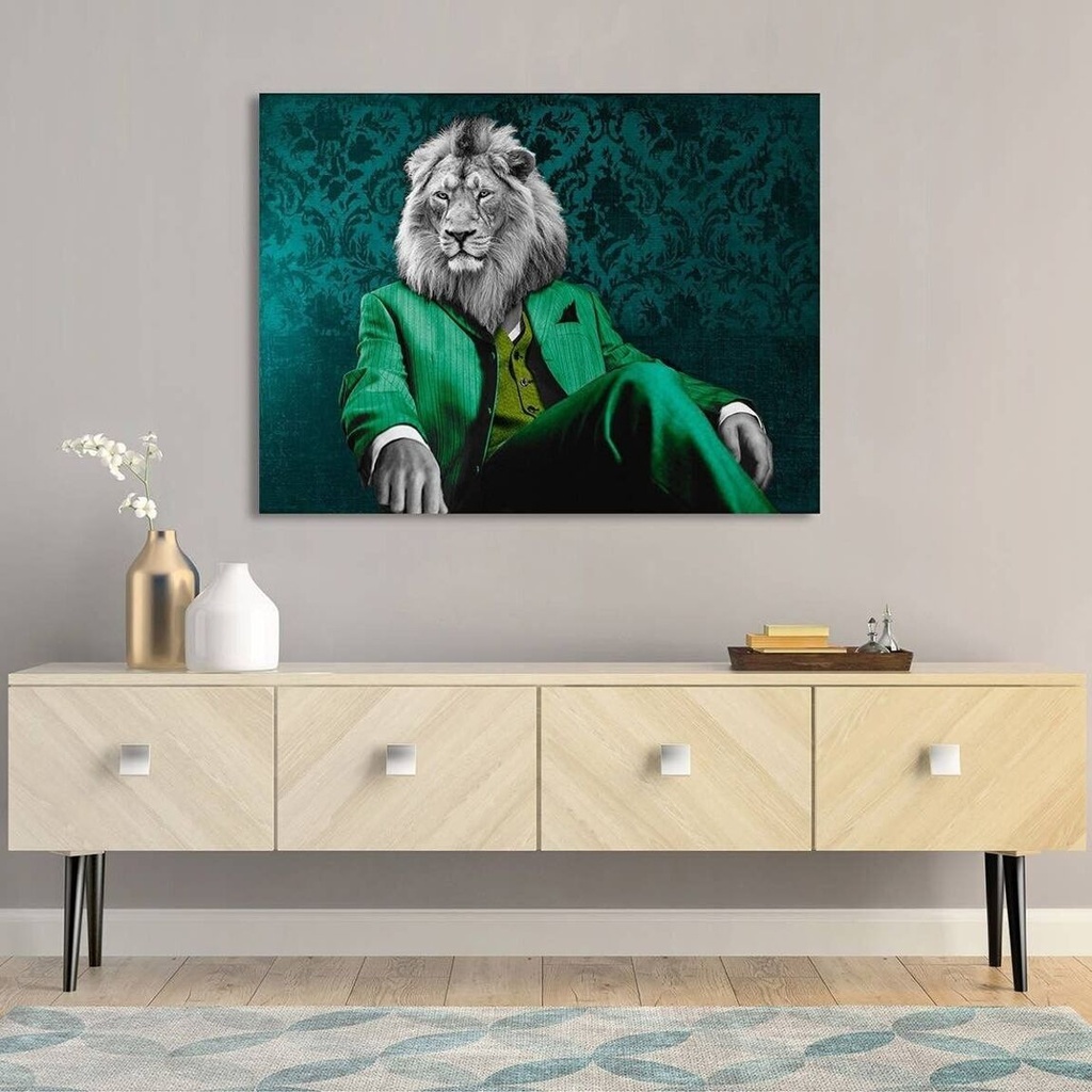 Impression sur toile animal moderne : VizLab, leader pensif (version pop)