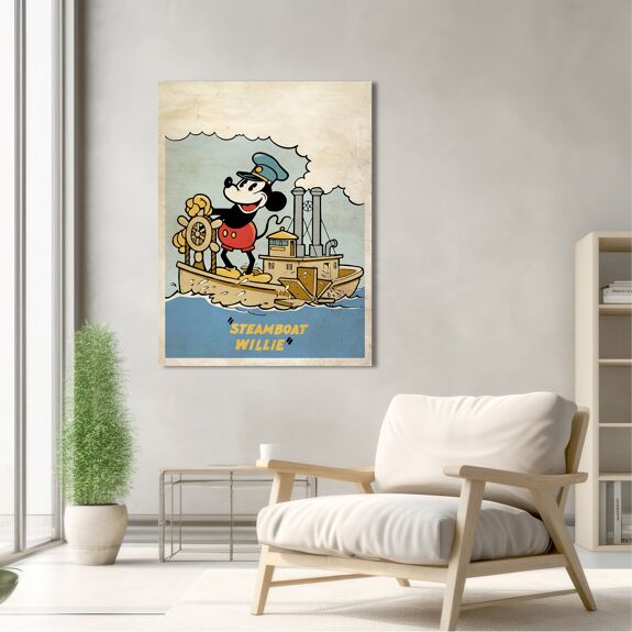 [TOILE_EC_SteamboatWillie] Impression sur toile - Image : Eric Chestier, affiche Steamboat Willie - Mickey