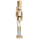 Casse-Noisette de Noël géant en bois Soldat Roi, 120 cm en or et blanc, ornement traditionnel classique en bois de pin fait à la main de qualité supérieure, décoration de Noël avec pièces mobiles