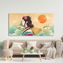 Art Print Cafe – Tableau impression sur toile moderne :  Sayaka Miko, regardant les vagues de locéan