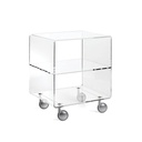 Chariot meuble multifonction transparent 4 compartiments et roulettes Rob