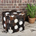 Pouf patchwork fourrure Vanita 45x45x48 cm tabouret cube