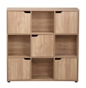 Meuble 9 cases avec 5 portes décor bois  MODU