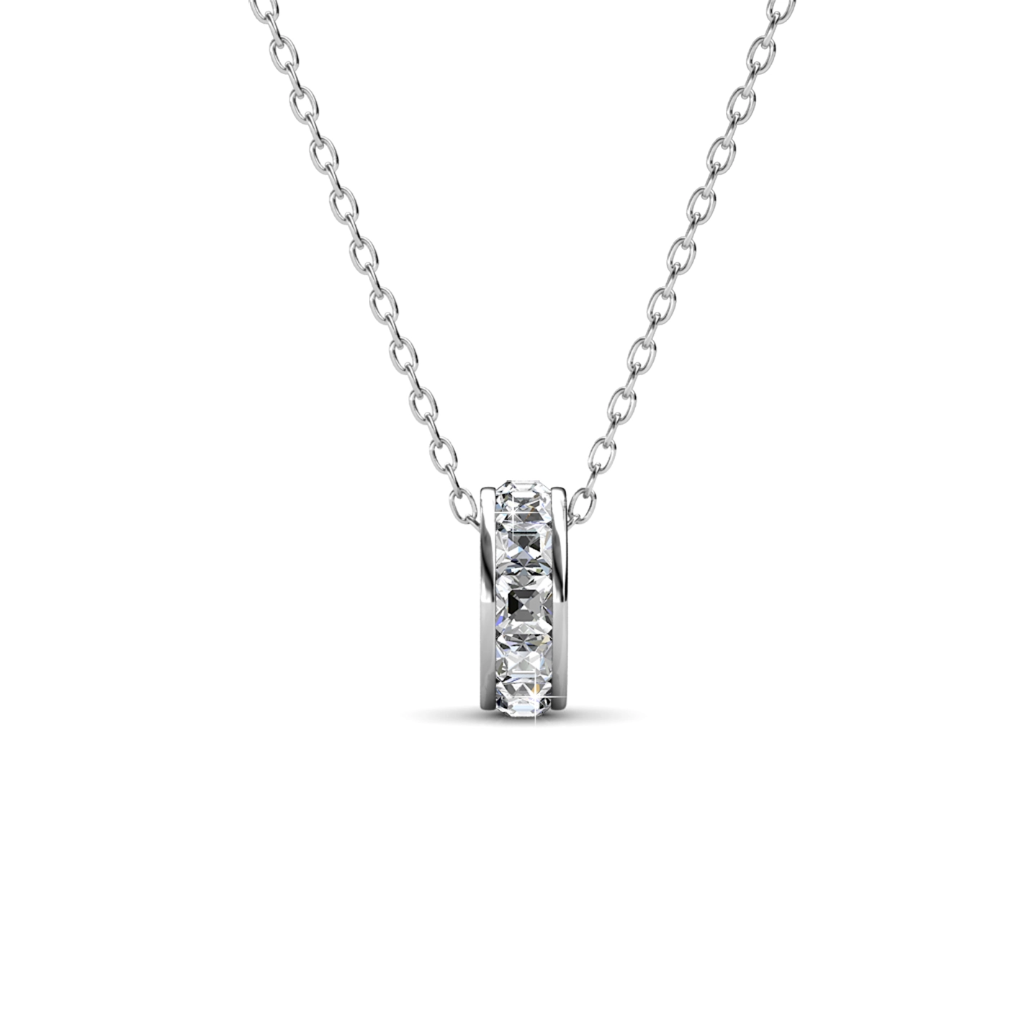 [DP0583_S] Chaine avec Pendentif Square Roller - Argenté Et Cristal - MYC Paris