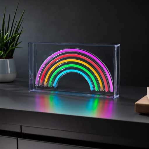 [Lampe_néon_arc-en-ciel] Lampe de table - Lampe néon arc-en-ciel en Glas - Alimenté par USB