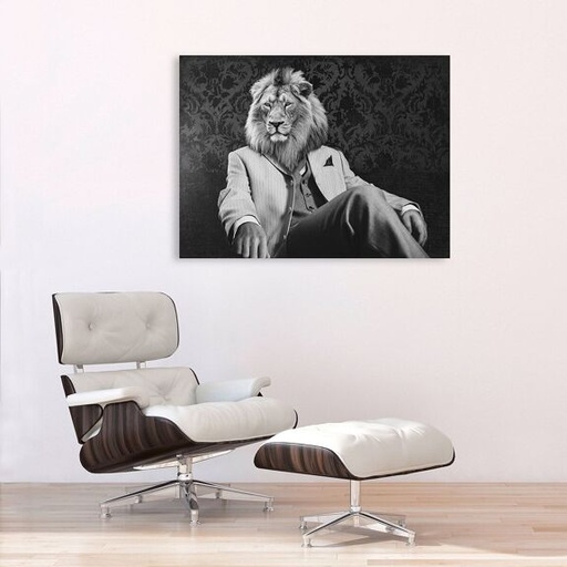 [TOILE_ANIM_PensiveLeader] Impression sur toile animal moderne : Peinture moderne avec des animaux : Pensive Leader (BW), VizLab