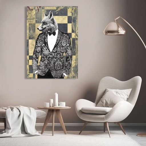 Impression sur toile animal moderne : VizLab, Gentleman 2 (N&B)