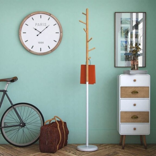 [18790500] Porte-Manteau Scandinave Bois et Blanc