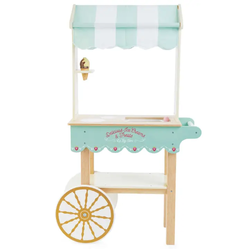 [UGS TV327] Chariot à Glaces en Bois Vintage - Jeu d’Imitation Gourmand dès 3 Ans